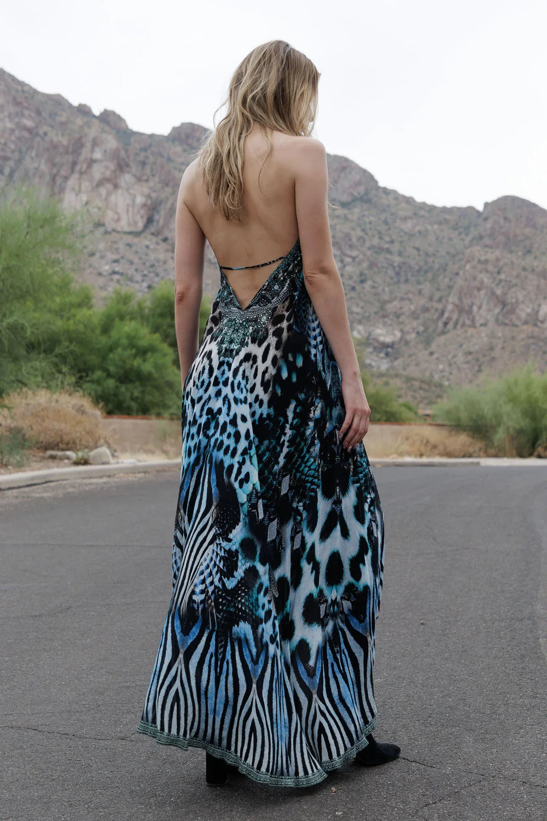 aqua halter dress AQUA BLUE HALTER RUFFLE DRESS main image 1