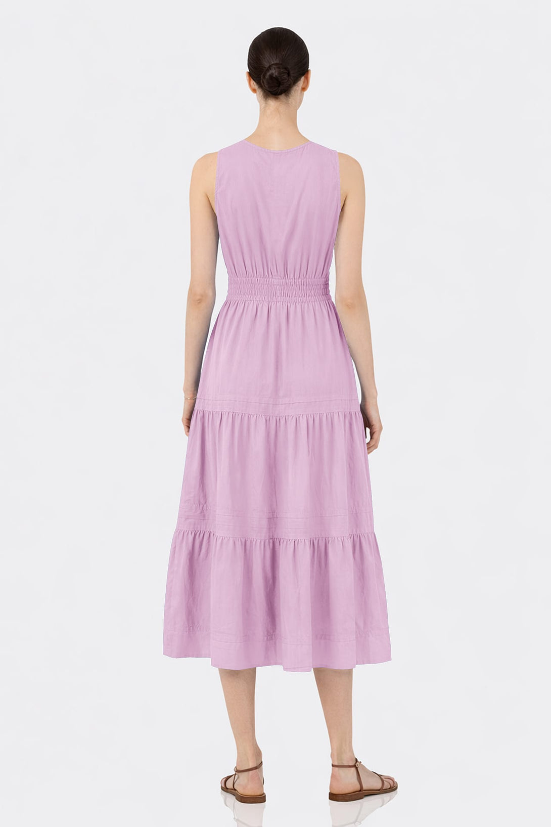 S Candy Pink Women's Organic Cotton Midi Dress – Casual Luxury Cotton Dress