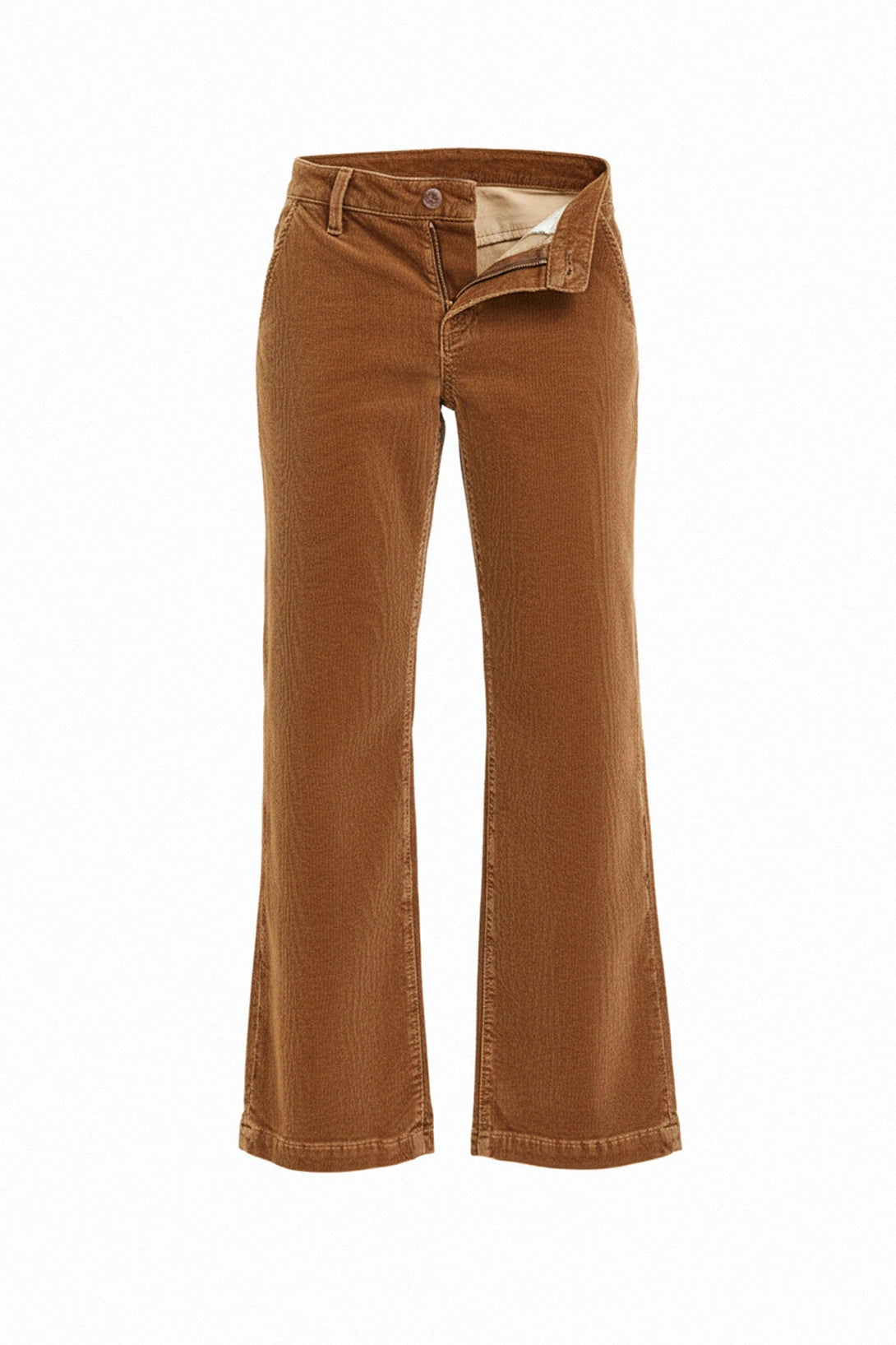 Slim fit brown corduroy pants paired with heeled boots shahida