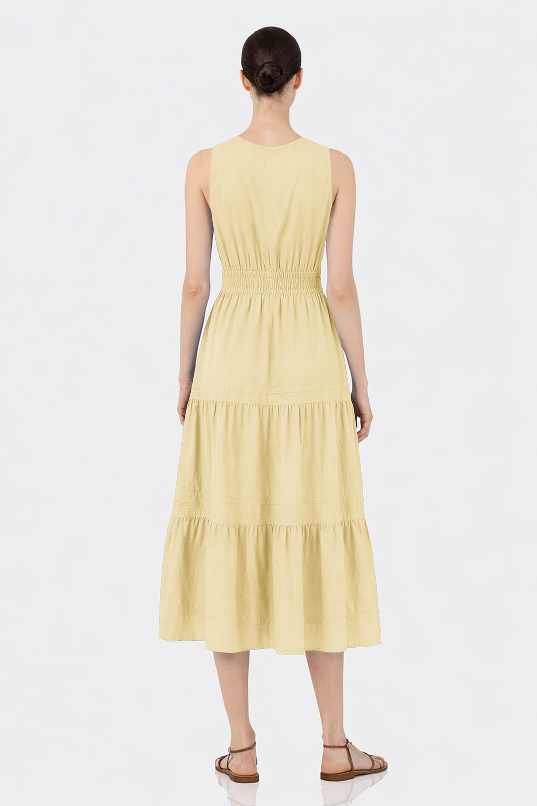 Champagne Cotton Poplin Midi Dress for Women – Shahida Parides