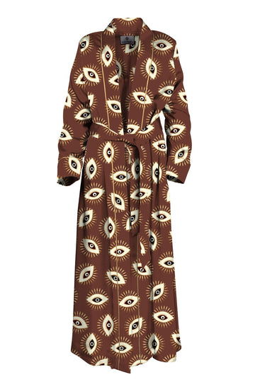 Evil Eye Print Long Robe Dress