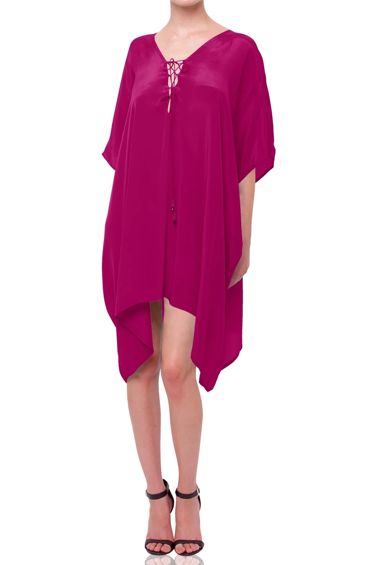 kaftan dress in silk White Silk Kaftan Dress, Mulberry Elegance made in Bali
