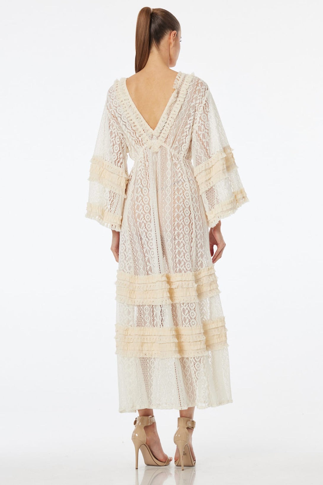 ivory lace wrap dress Luxury Sheer Plunge Maxi – Shahida Parides AUGUST2025