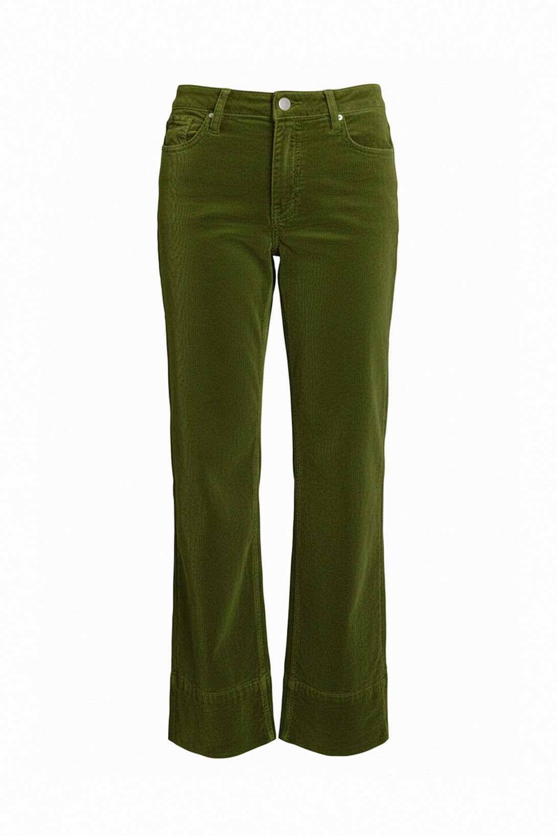 Green ladies straight-leg jeans style pants front display,shahida