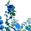Blue Floral Halter Maxi Dress with Deep V Neckline and Open Back