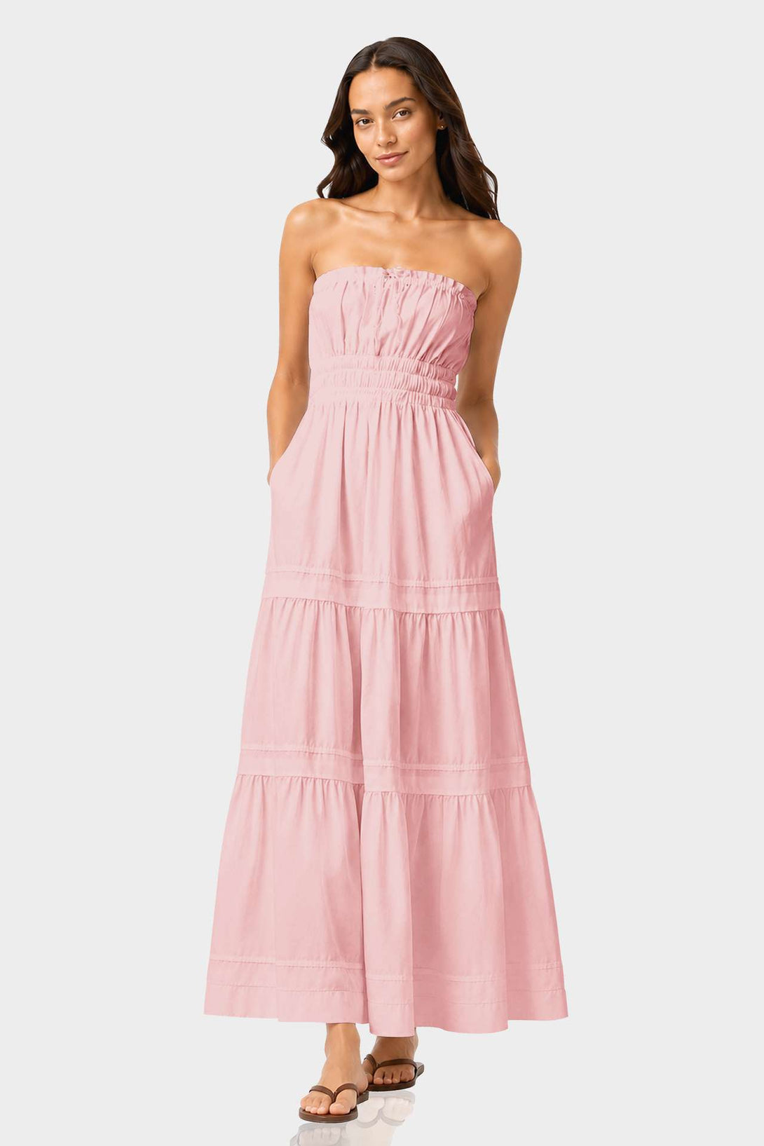 blush pink tiered dress Ktia Blush Pink Tiered Ruffled Mini Dress, M / Pink