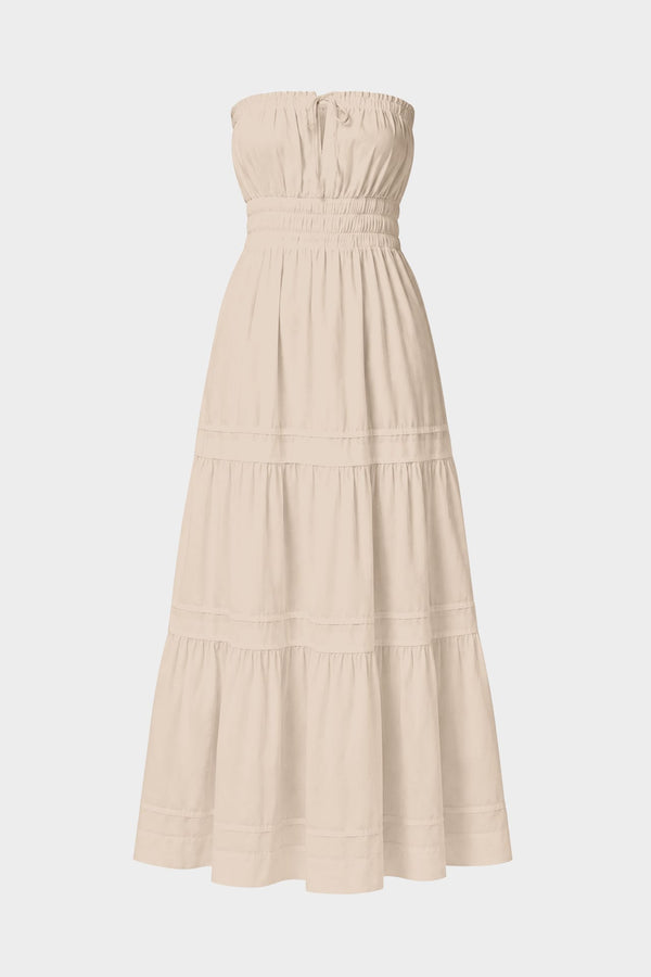 S Taupe Tiered Cotton Maxi Dress – Lightweight Travel Dress for Women