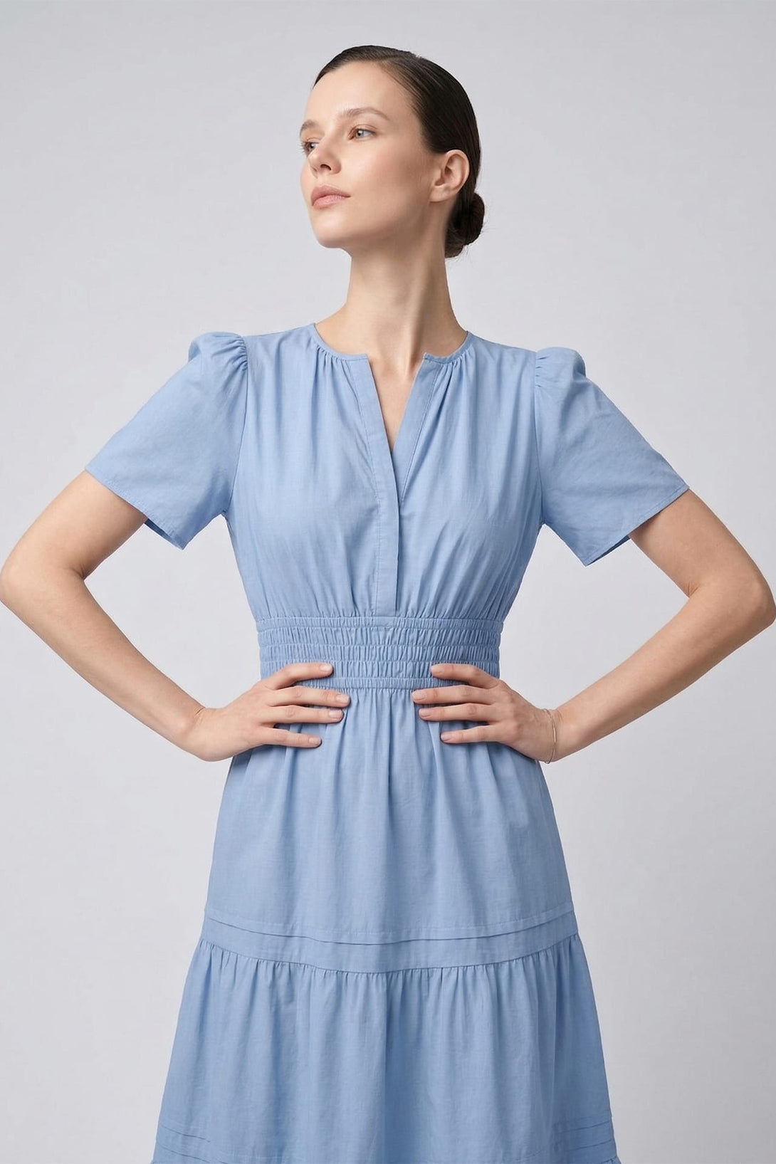 tiered midi dress casual CHUMUD Summer Dresses for Women Square Neck Puff Sleeve Tiered Midi Dress,  Casual A-Line Flowy Ruffle Dress, Lightweight Summer Swing Dress