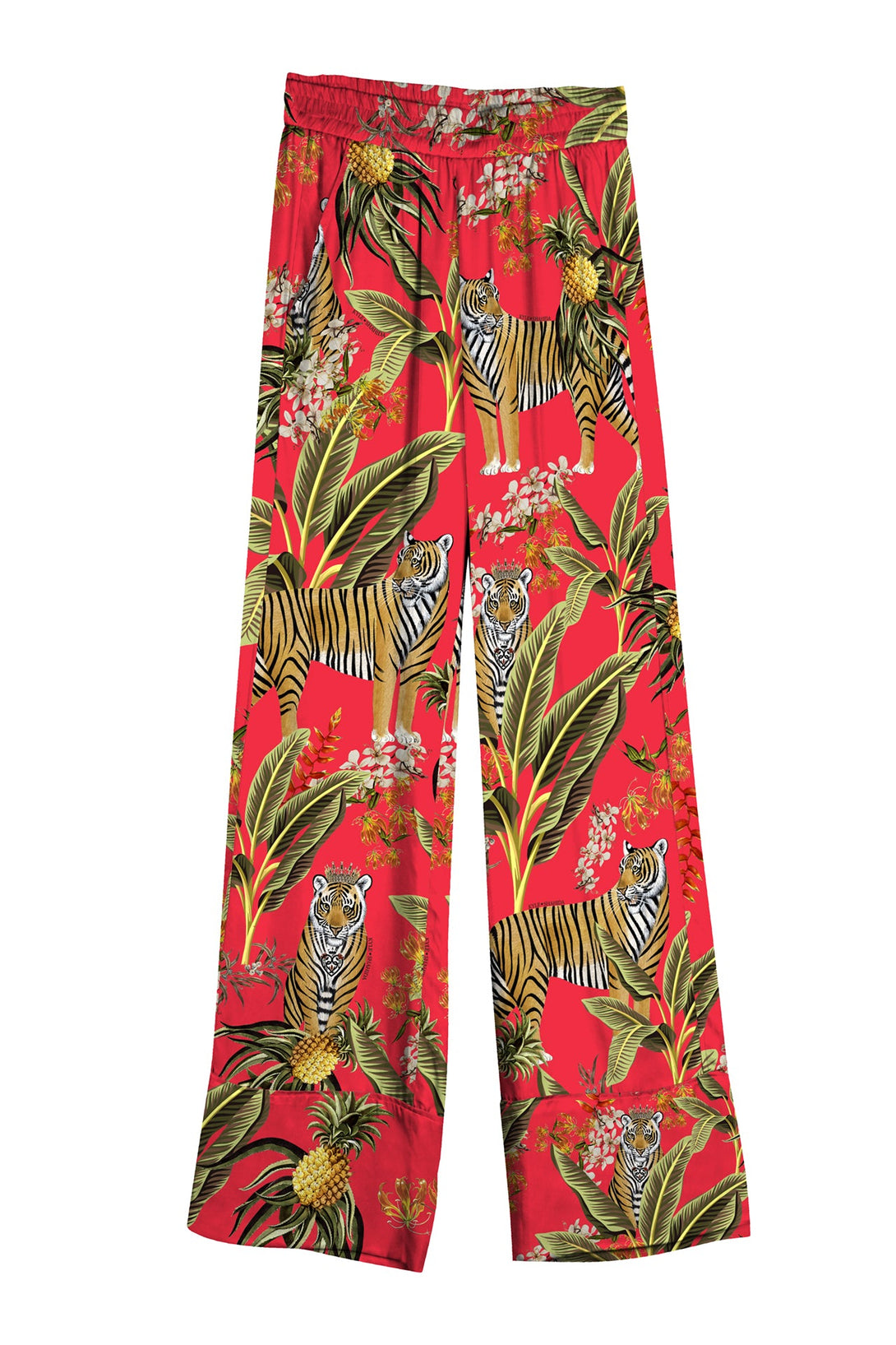 tiger print pants, straight fit trousers, kyle x shahida, womens designer pants, luxury animal print