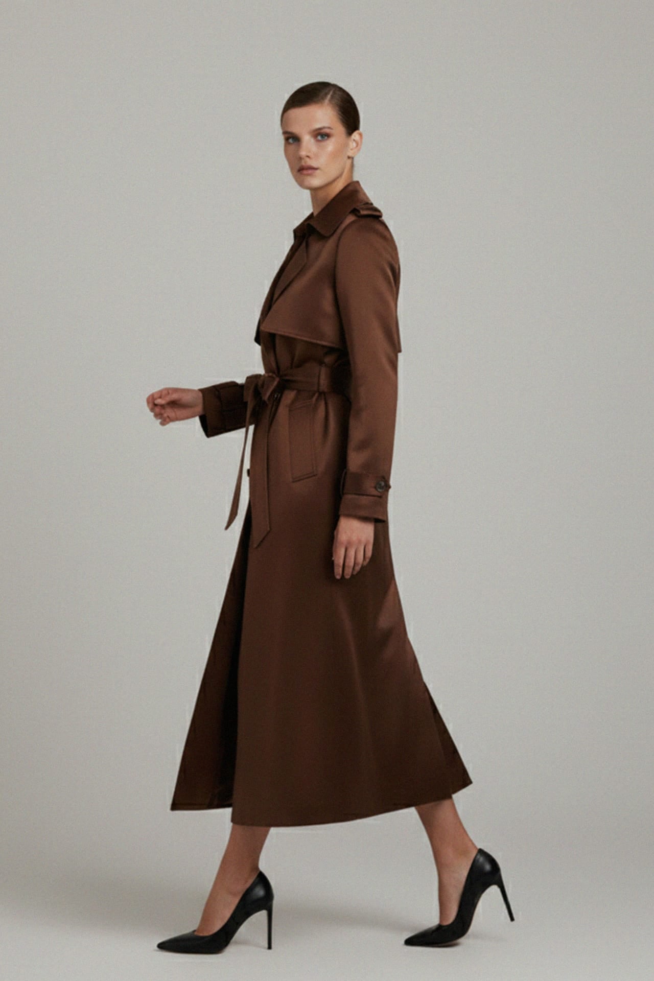 Elevated Satin Trench Coat | Luxurious Outerwear with a High-Shine