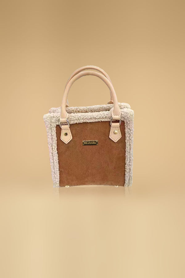 Brown Mini Fluffy Edge Handbag