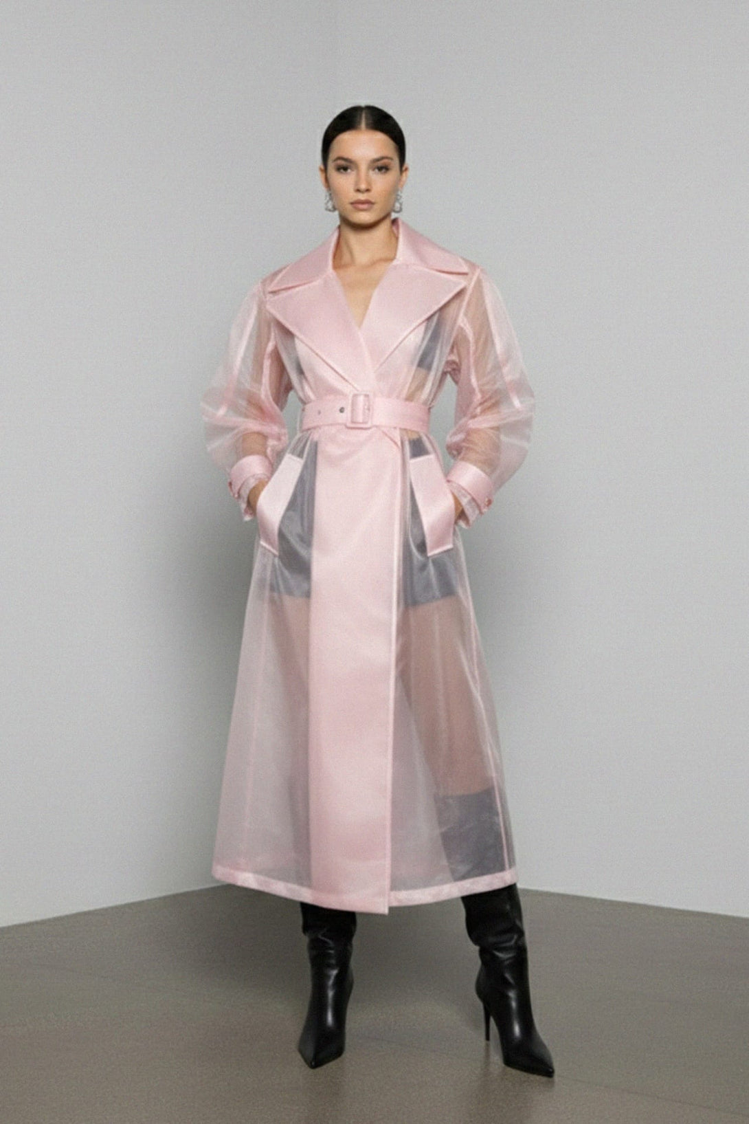 Lightweight organza coat with feminine silhouette, Shahida