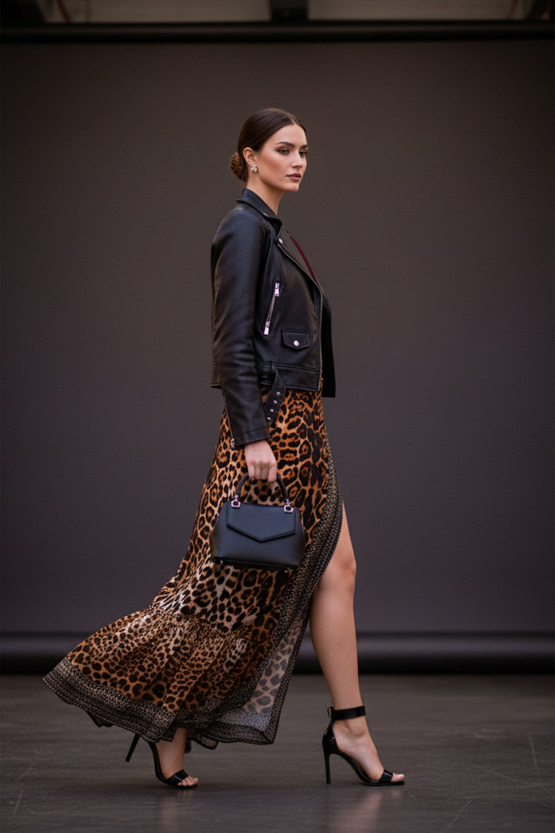 Luxurious animal print wrap skirt designed for sophisticated style, Shahida,