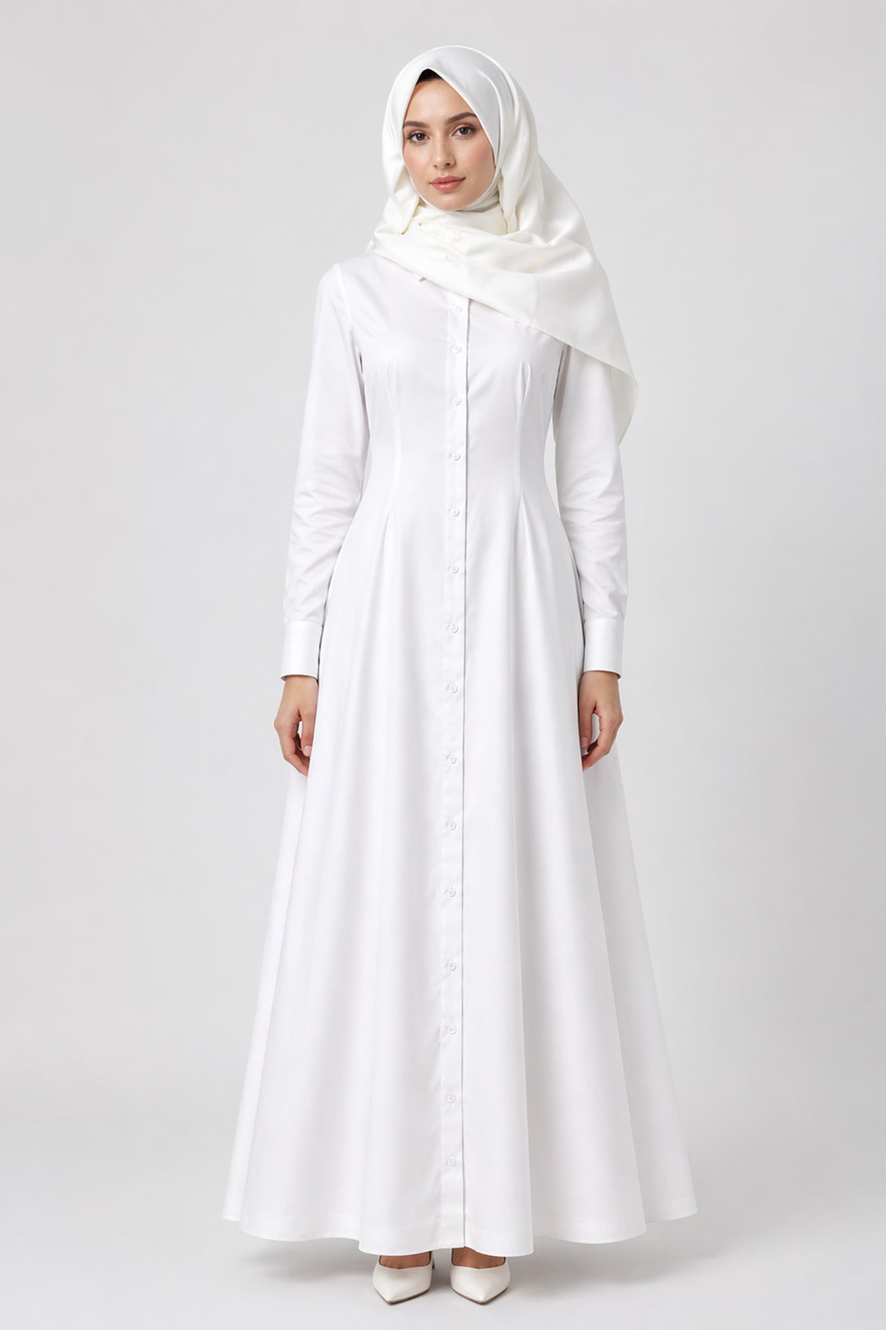 maxi white shirt dress women for Modest Resort & Cruise Style – Shahida Parides Size:US 13 | UK 12.5 | EU 47 fits bust around 75 casual long sleeve mini dress High Neck Long Sleeves
