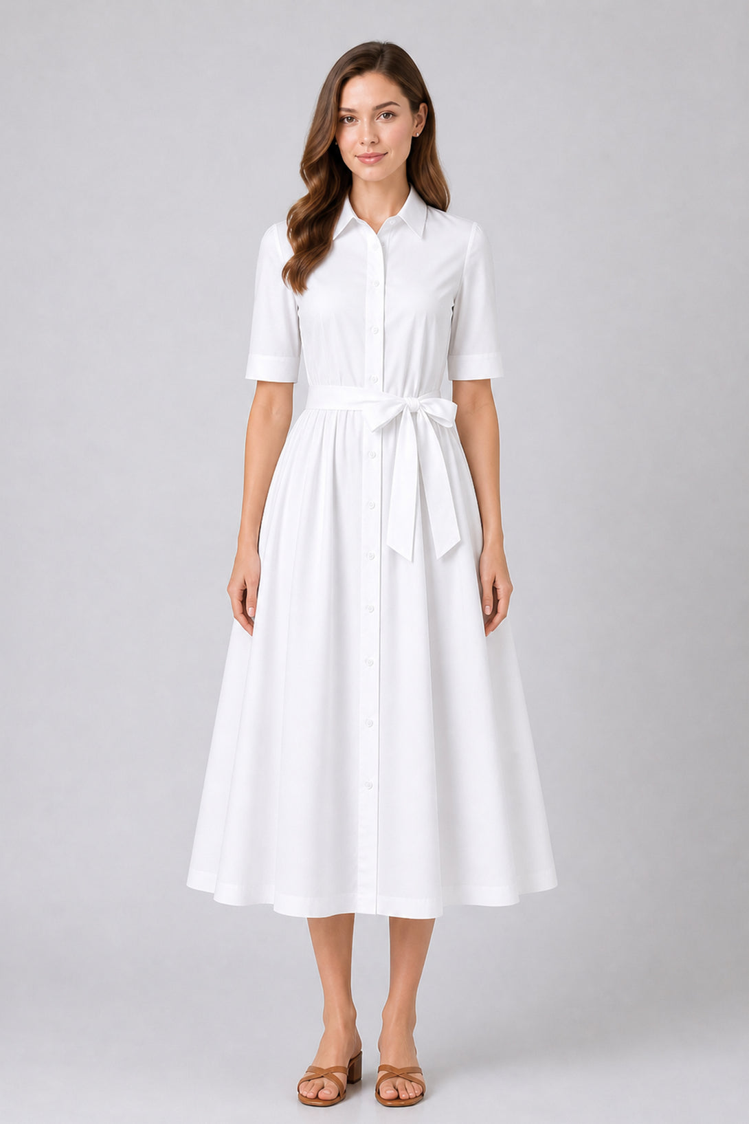 white midi dress modest Freya Temple Dress
