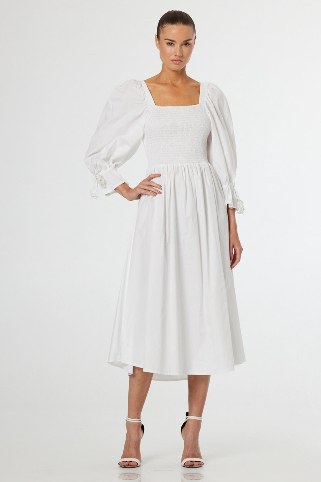 daytime midi dresses Indira Embroidered Chiffon Midi Dress