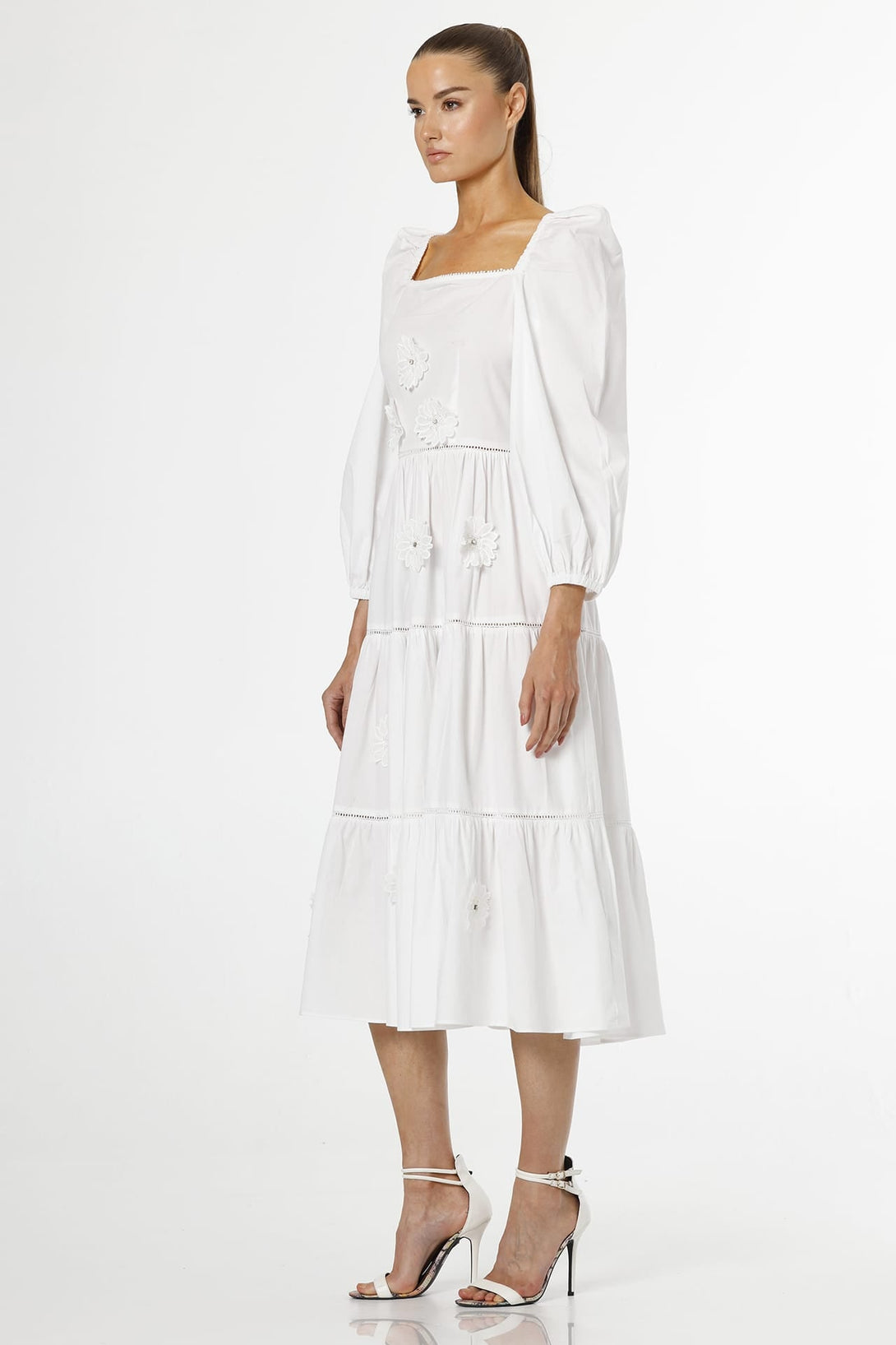 layered flare dress Lace Long Sleeve Flare Layered Silhouette Mini Dress main image 0