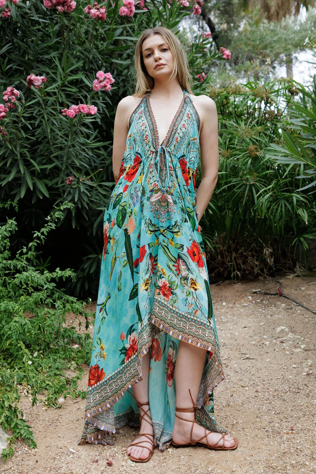 handkerchief hem maxi dress Floral Print Handkerchief Hem Dress