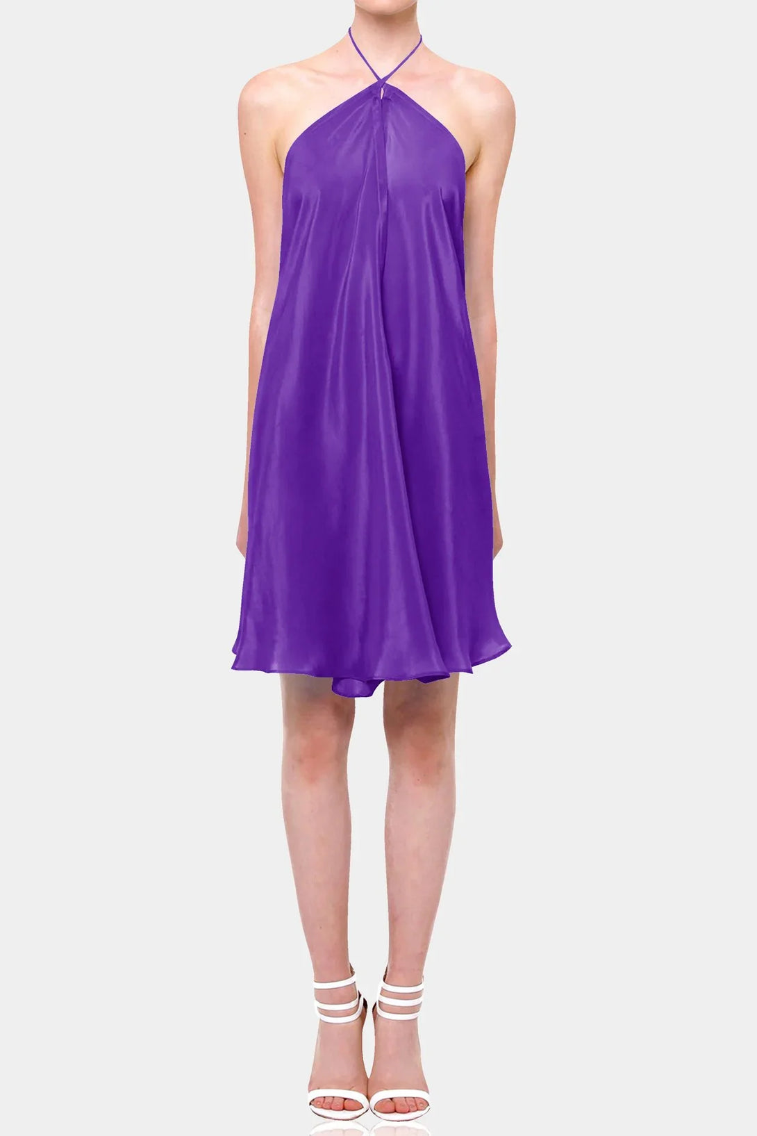 satin handkerchief mini dress Designer Short Purple Party Dress | Short Silk Dress