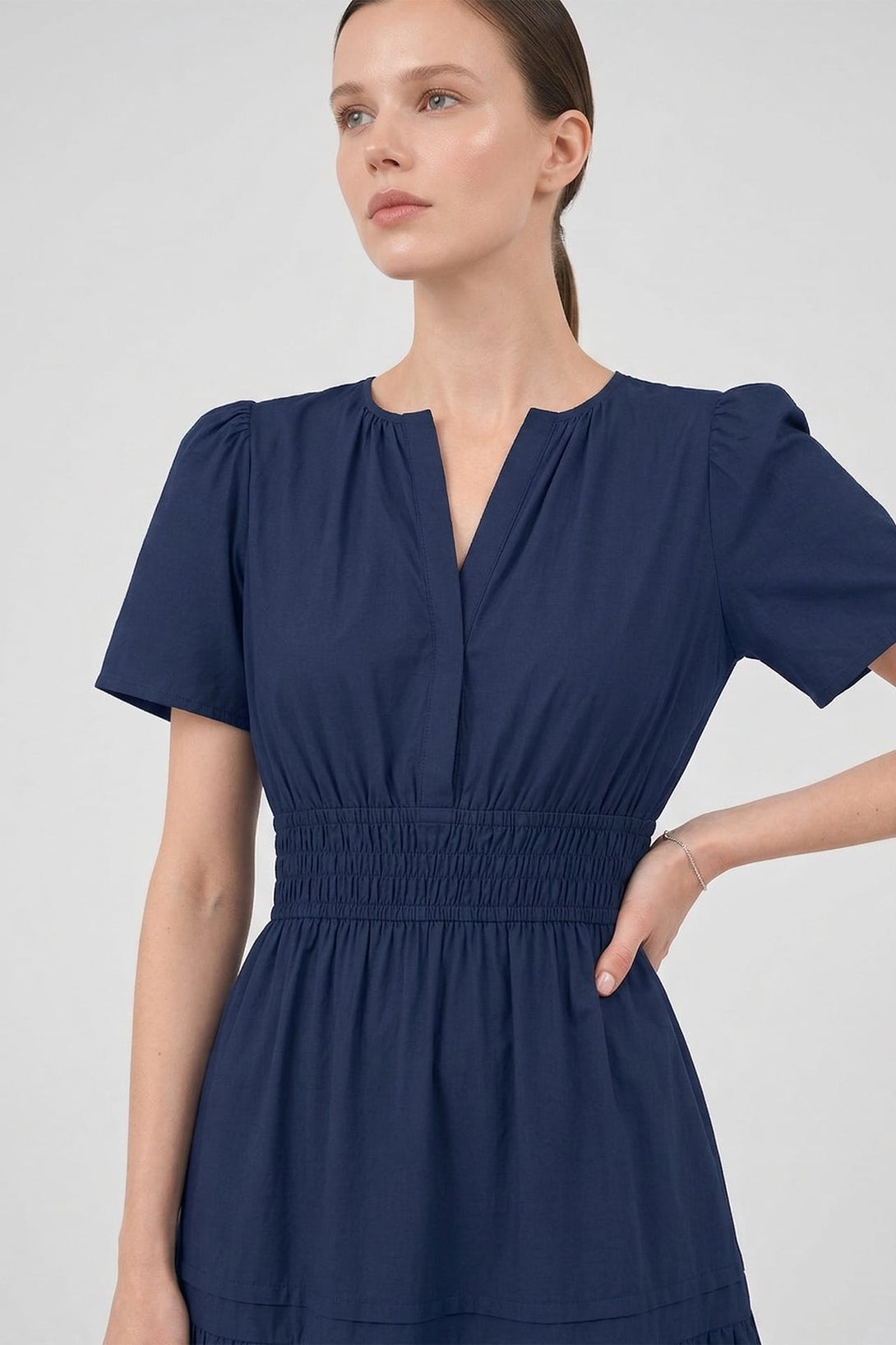 womens navy midi dress Standard / S Midnight Smocked Waist Cotton for Women – Business Casual & Everyday Wear Machine washable Color:Aubergine* Blashe Women's Dress - white tennis dress