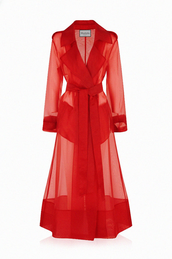 Luxury Red Trench Coat | Designer Women's Outerwear | Shahida Parides Luxury Red Trench Coat | Designer Women's Outerwear | Shahida Parides