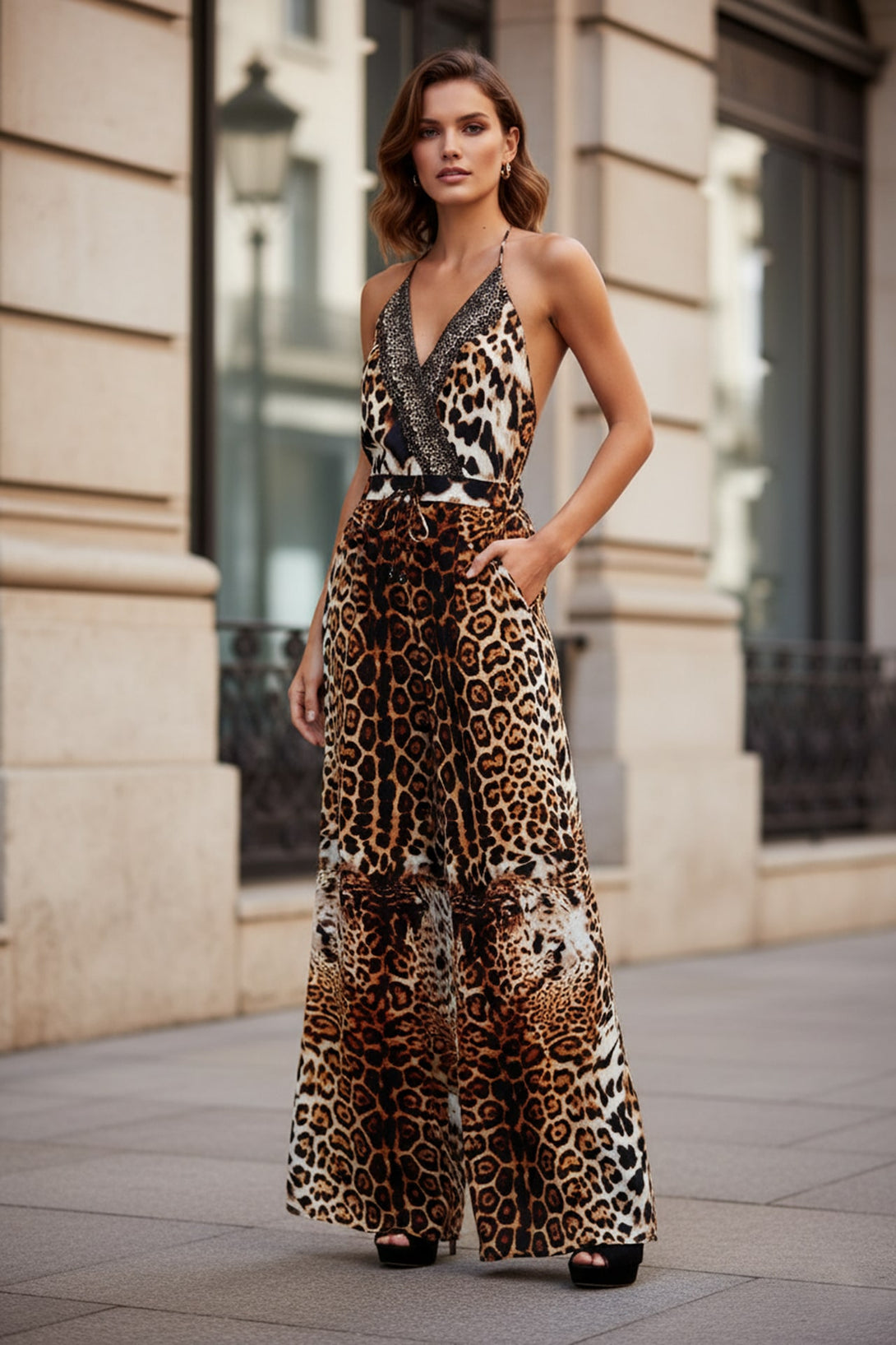 Stylish Animal Print Jumpsuit Outfit, shahida parides, Trendy Women’s Animal Pattern Jumpsuit