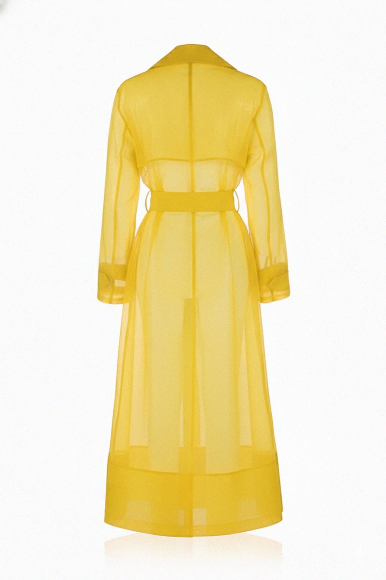 Yellow Sheer Silk Organza Trench Coat | Lightweight Summer