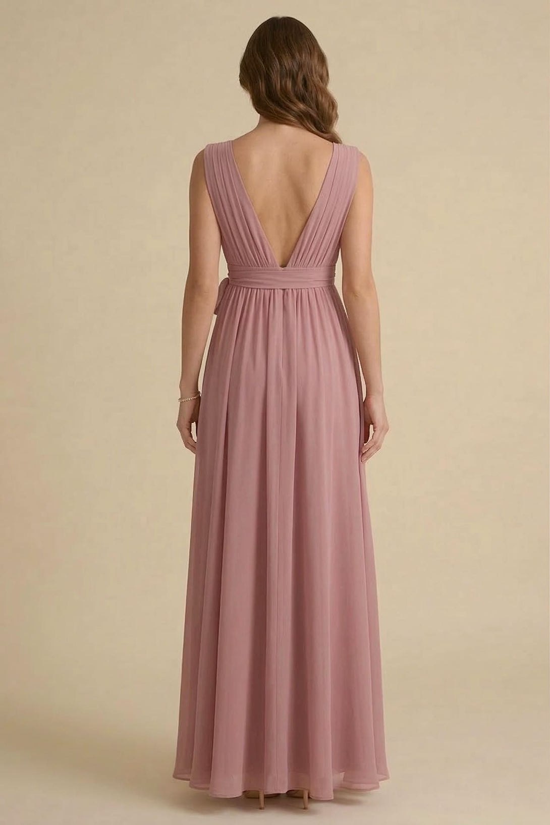 Amethyst Bridesmaid Dress V-Neck Formal Maxi