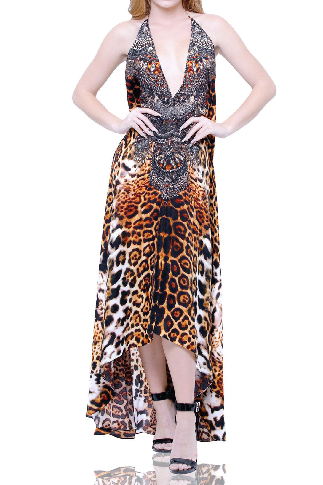 "Shahida Parides" "animal print long dress" "animal print dress maxi" "maxi cheetah dress"