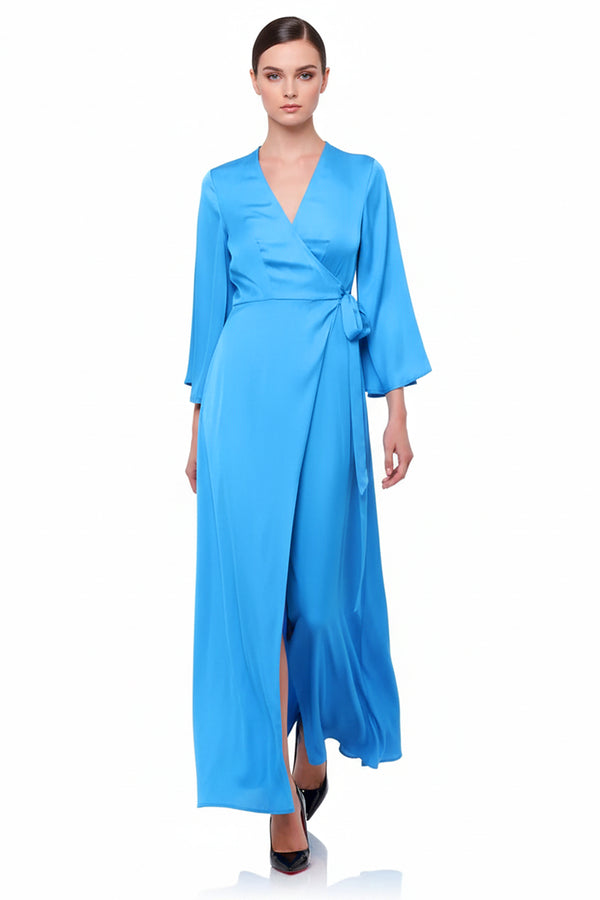 azure maxi dress Luxury Designer Wrap Collection Medium-Large Wisconsin Asymmetrical Draped Dress up outings. Size:38 Short