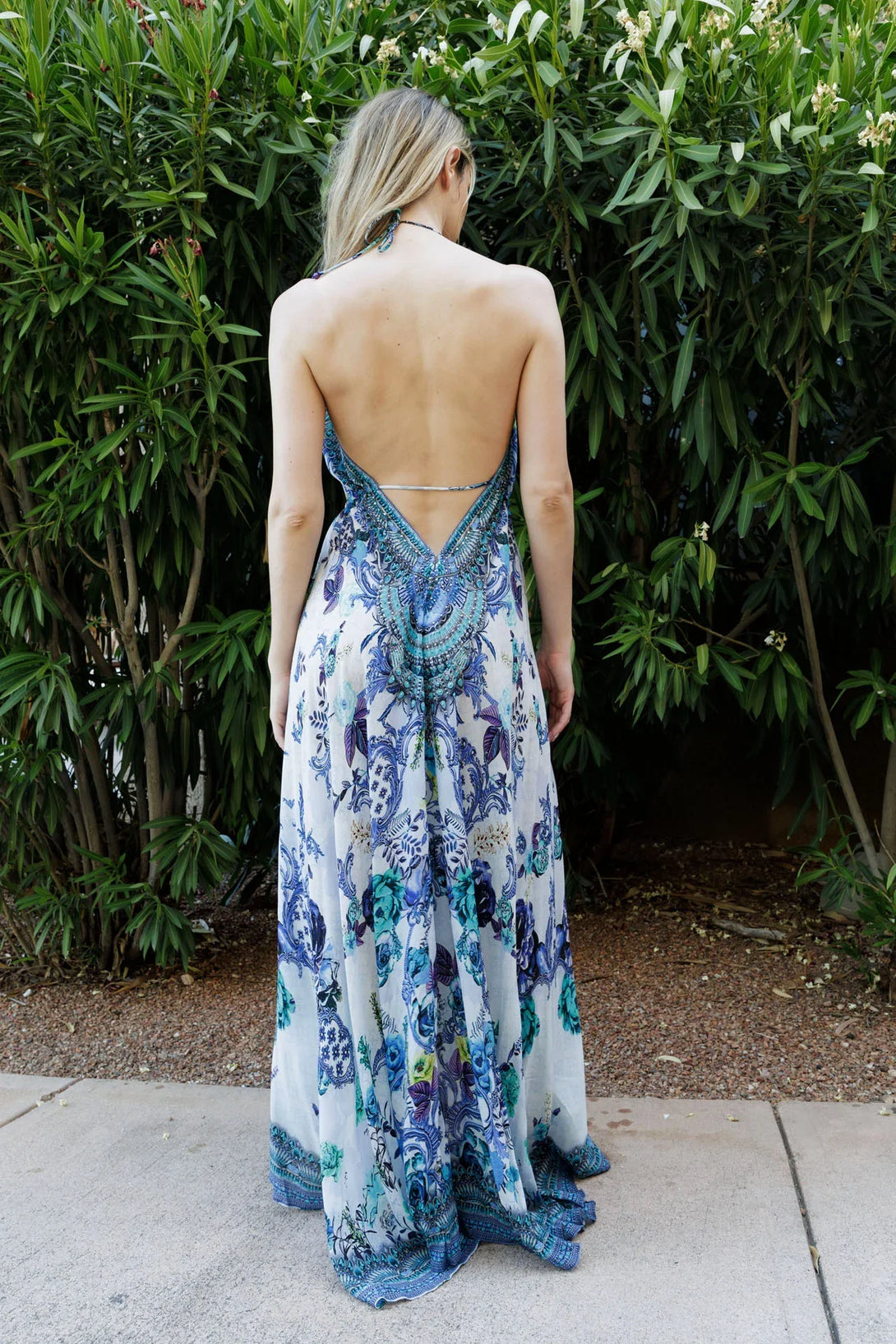baroque maxi dress One Size Azure Baroque Silk Scarf Maxi Dress