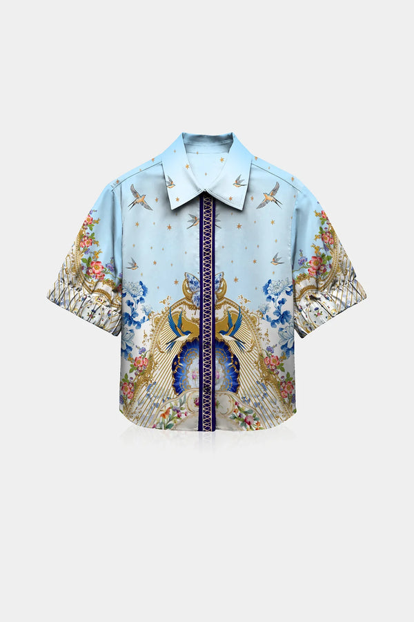 office shirts for women,
womens designer shirts,
blue shirt, Shahida Parides,