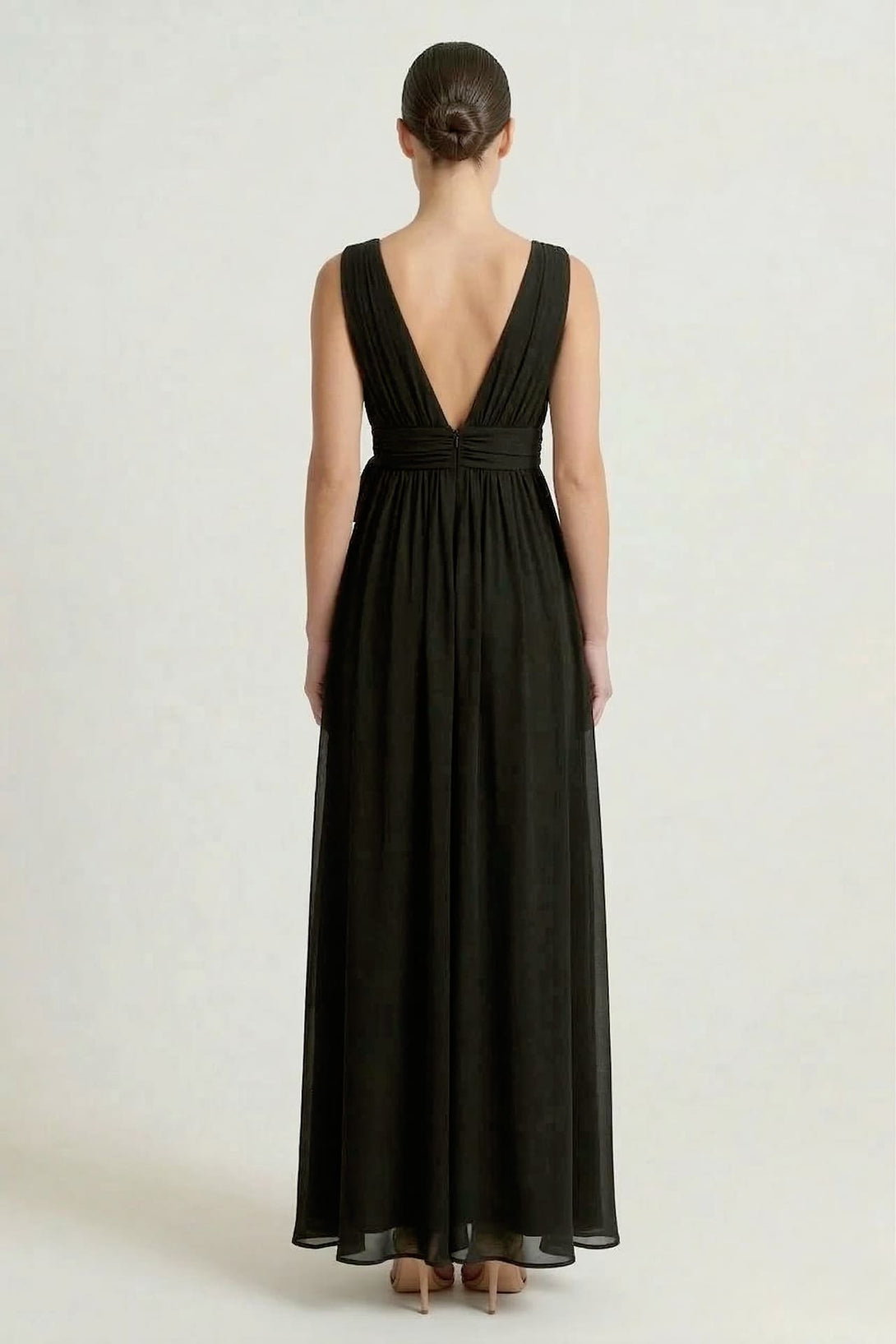 S / With Slit Black Heaven V-Neck Bridesmaid Dress Elegant Formal Maxi Gown S / With Slit Black Heaven V-Neck Bridesmaid Dress Elegant Formal Maxi Gown