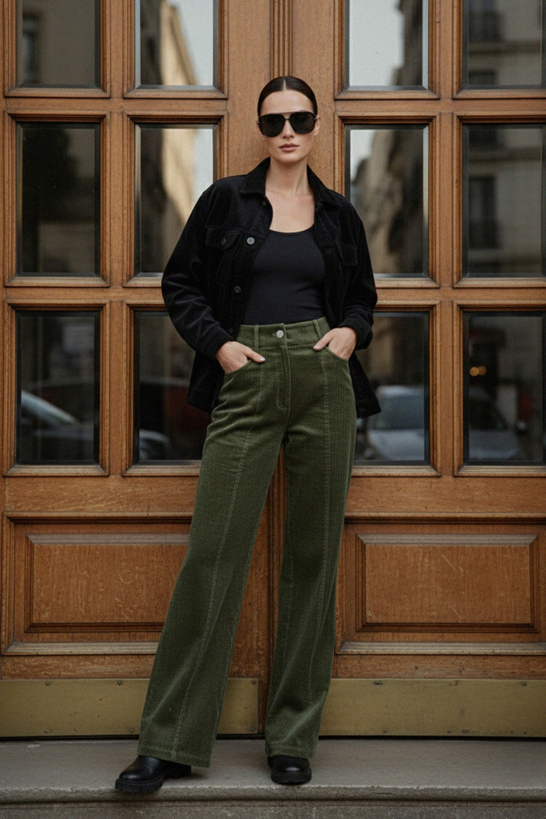 black shirt, corduroy top, women fashion, casual wear, button down, premium fabric, Shahida