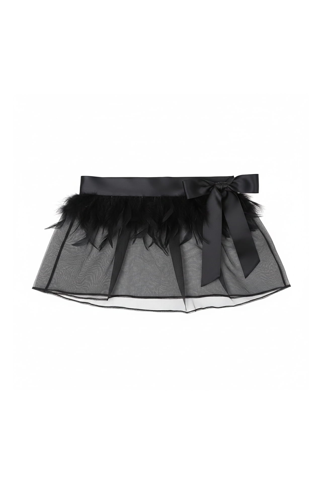 Black Organza Feather Belt – Elegant Formal Waist Accessory