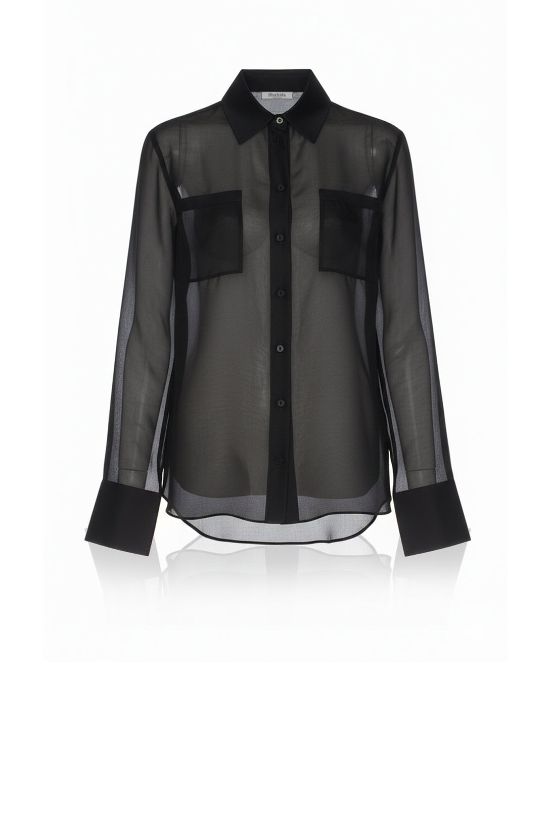 blue dress for baby girl Black Sheer Long Sleeve Oversized Shirt Dress – BlackMilk Clothing main image 1