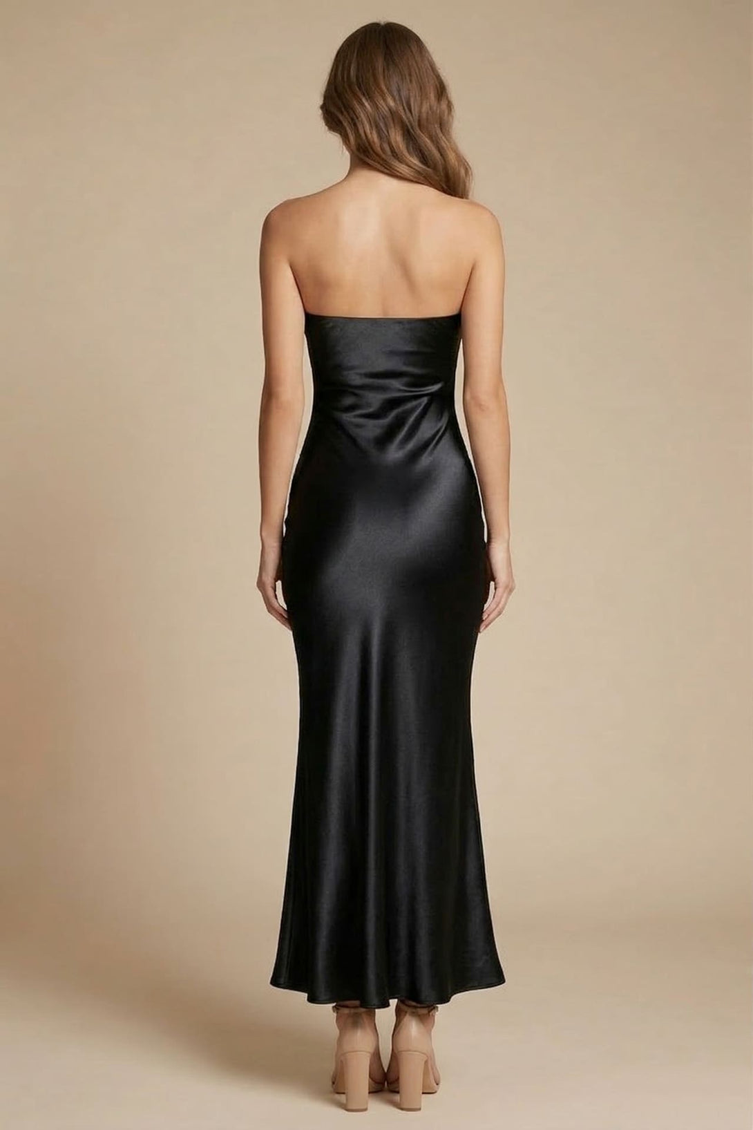 black strapless bridesmaid dresses Women's Strapless Bridesmaid Dresses with Scarves Mermaid Prom Dresses 2026 Satin Prom Gown Party Dress MJ65 0 Black at Amazon Women's Clothing store