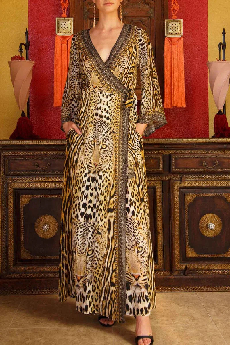  black wrap maxi dress, silk wrap dress long sleeve, Shahida Parides, maxi womens wrap dress,