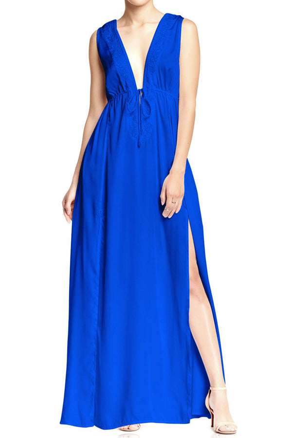  long blue prom dress, long formal dresses for women, plunging neckline cocktail dress,