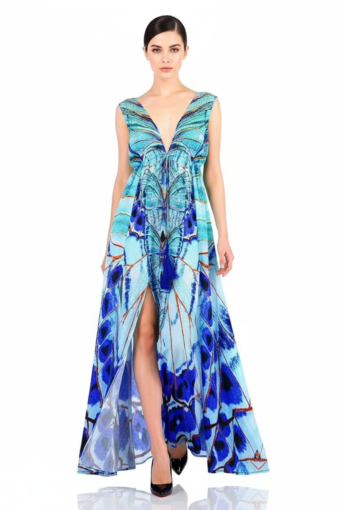 slim fit dress slacks Blueberry Swirl Maxi Dress – Bold Print Flowy Maxi main image 1