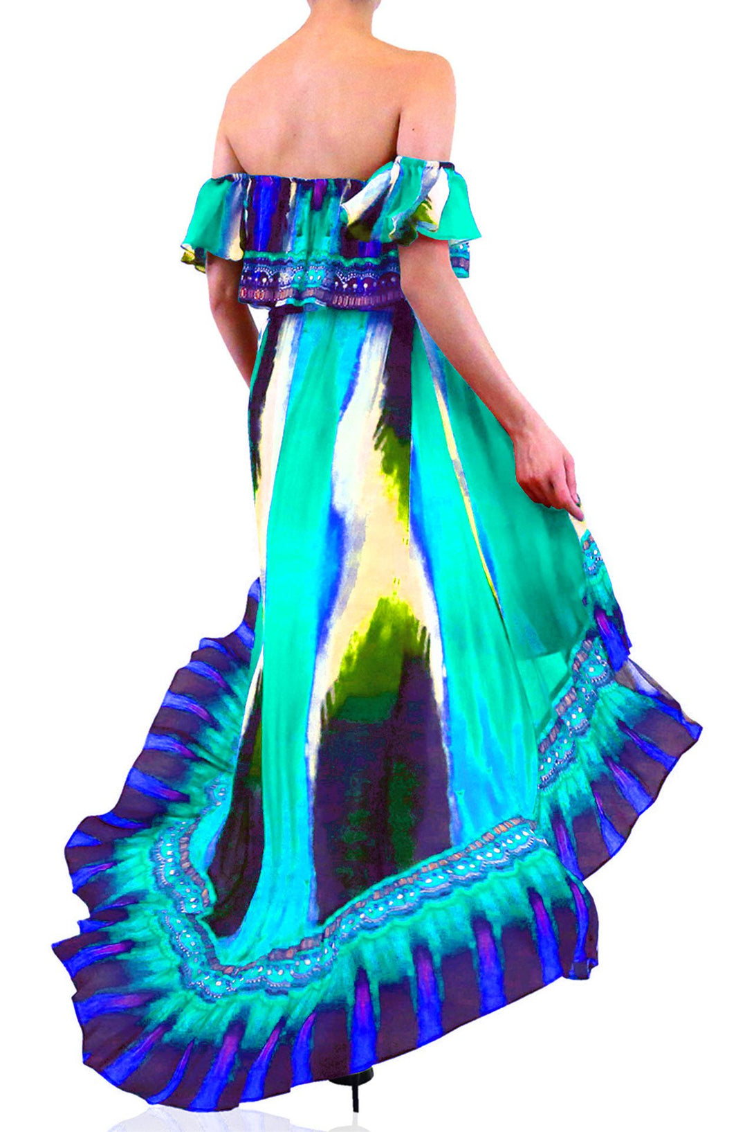  royal blue long dress, formal dresses for women, plus size maxi dresses, Shahida Parides, high low ruffle dress,