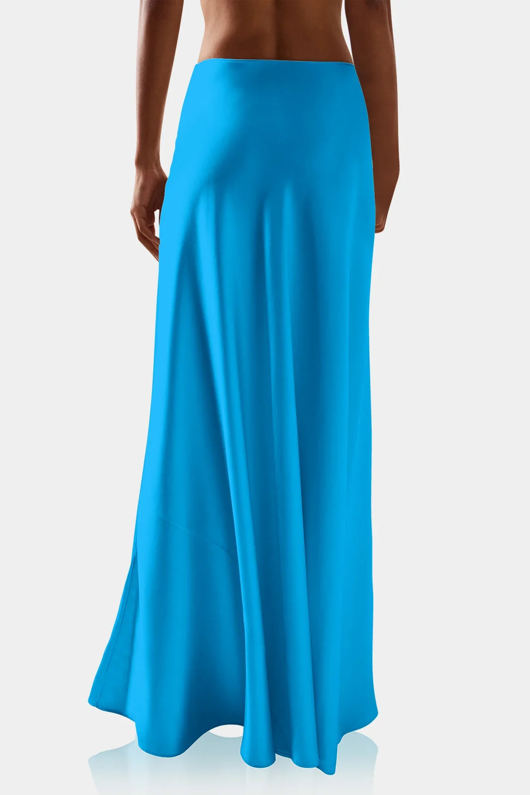 Shahida Parides, long blue skirt, high waisted long skirt, silk skirt women,