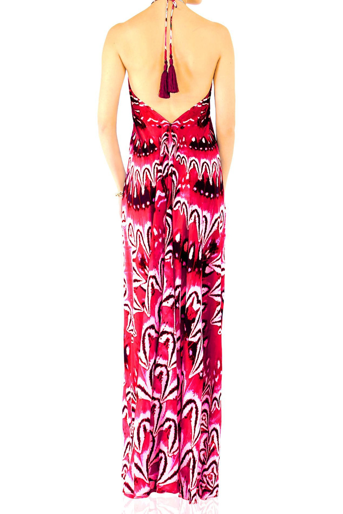  hot pink color dress, long satin dress, Shahida Parides, plus size maxi dresses, flowy maxi dress,