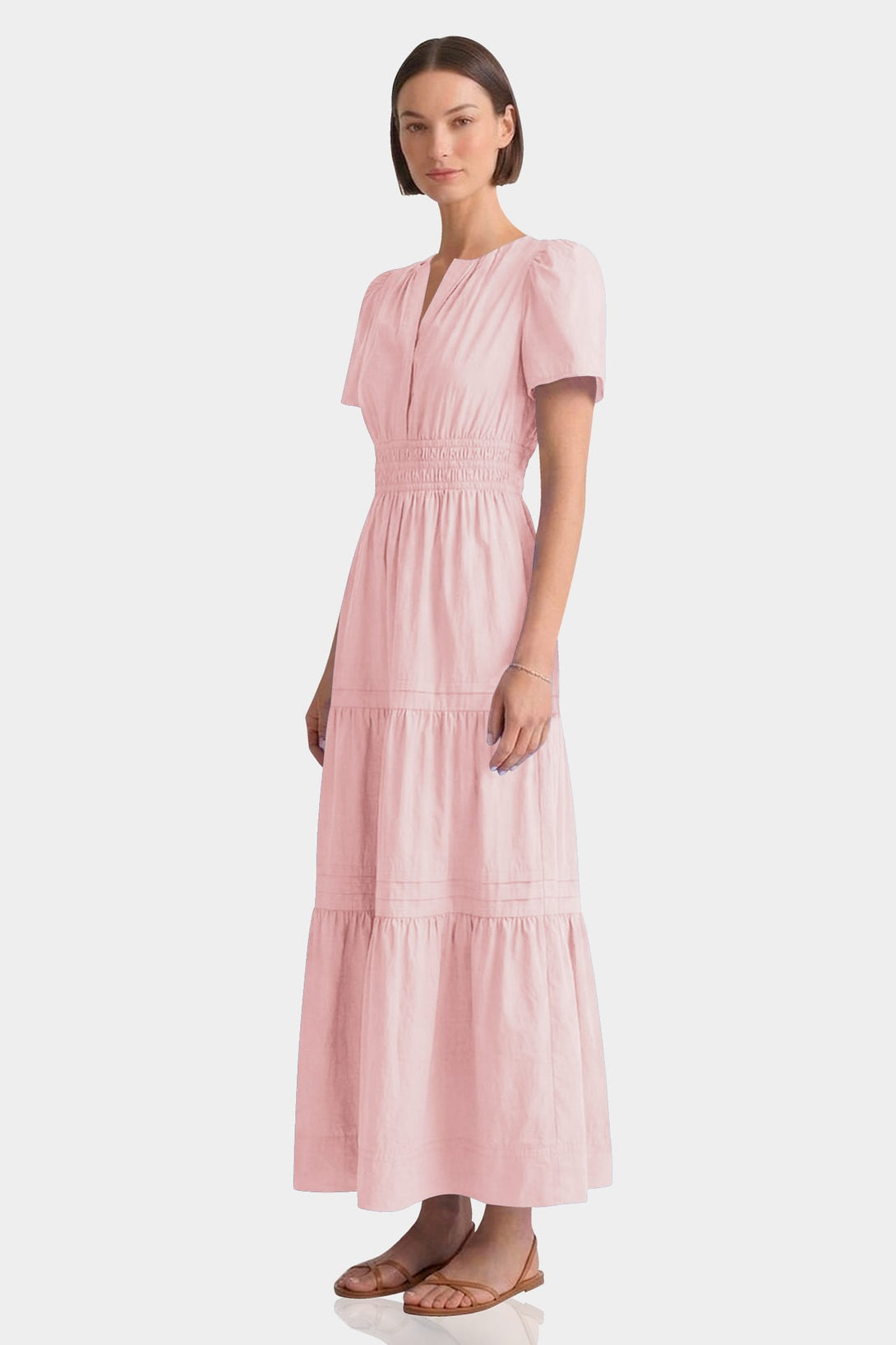 Blush Pink Tiered Cotton Maxi Dress | Shahida  Shahida Parides