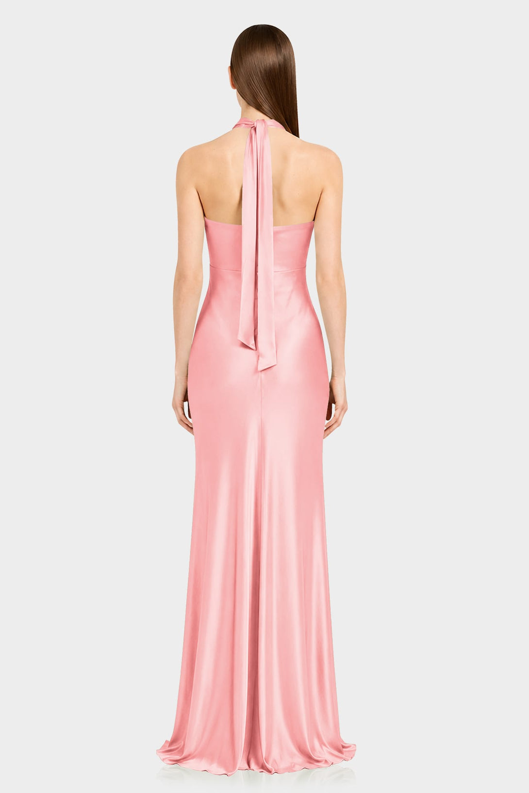 Blush Pink Satin Halter Maxi Dress
