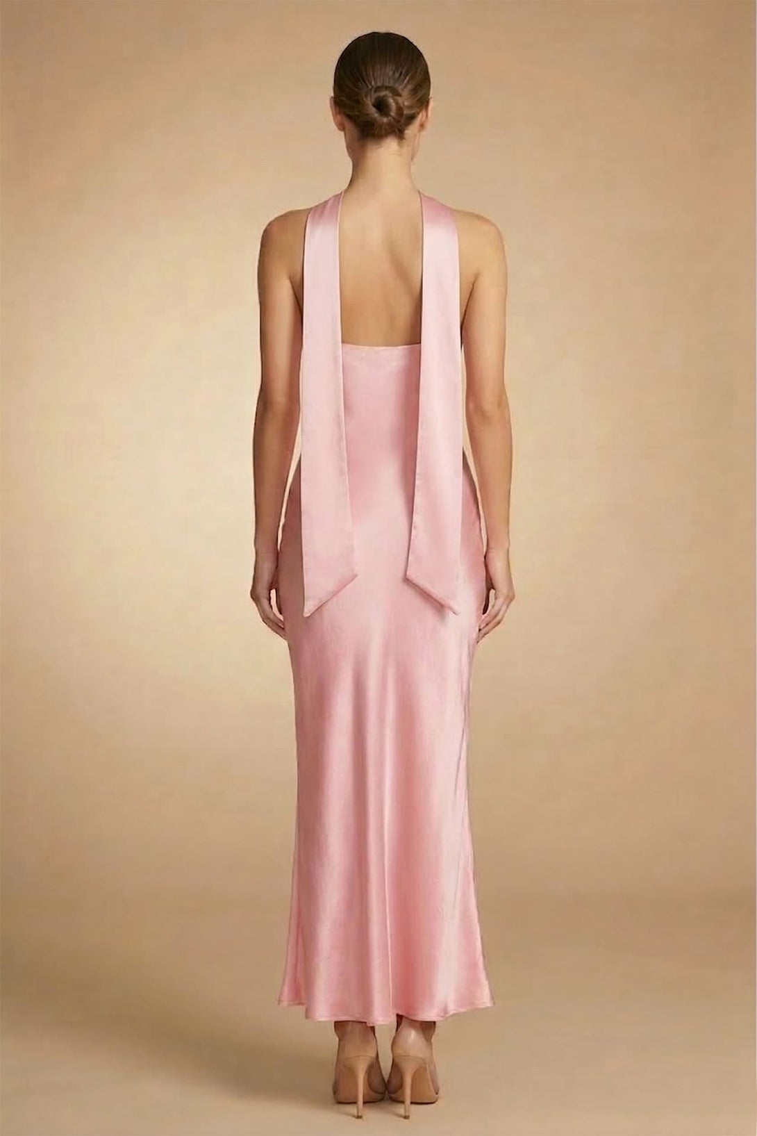 S Blush Pink Satin Strapless Dress for Wedding Guest
