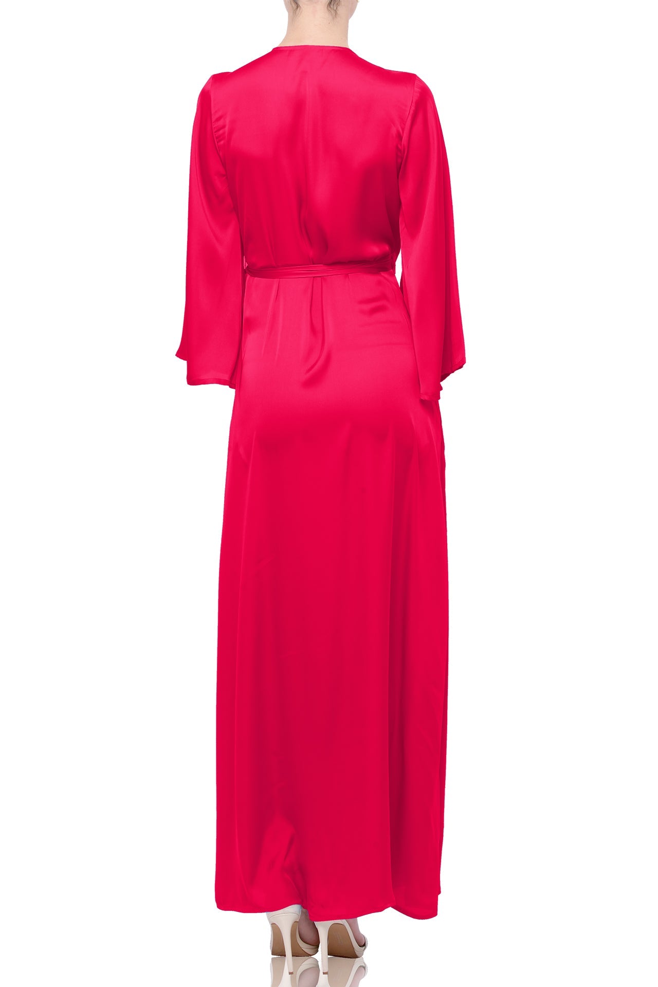 S Hot Pink Striped Wrap Maxi Dress – Summer Bridesmaid & Wedding Party Dress