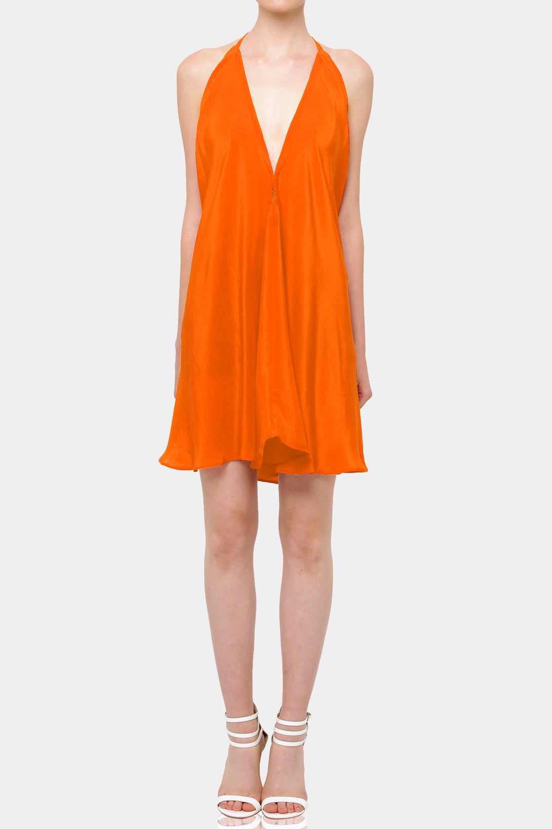  orange dress mini, Shahida Parides, sexy short dresses, short sleeveless dress,