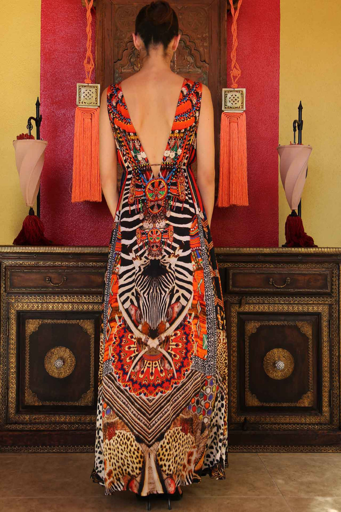  long formal orange dress, Shahida Parides, long dresses for women, flowy maxi dress, Shahida Parides,