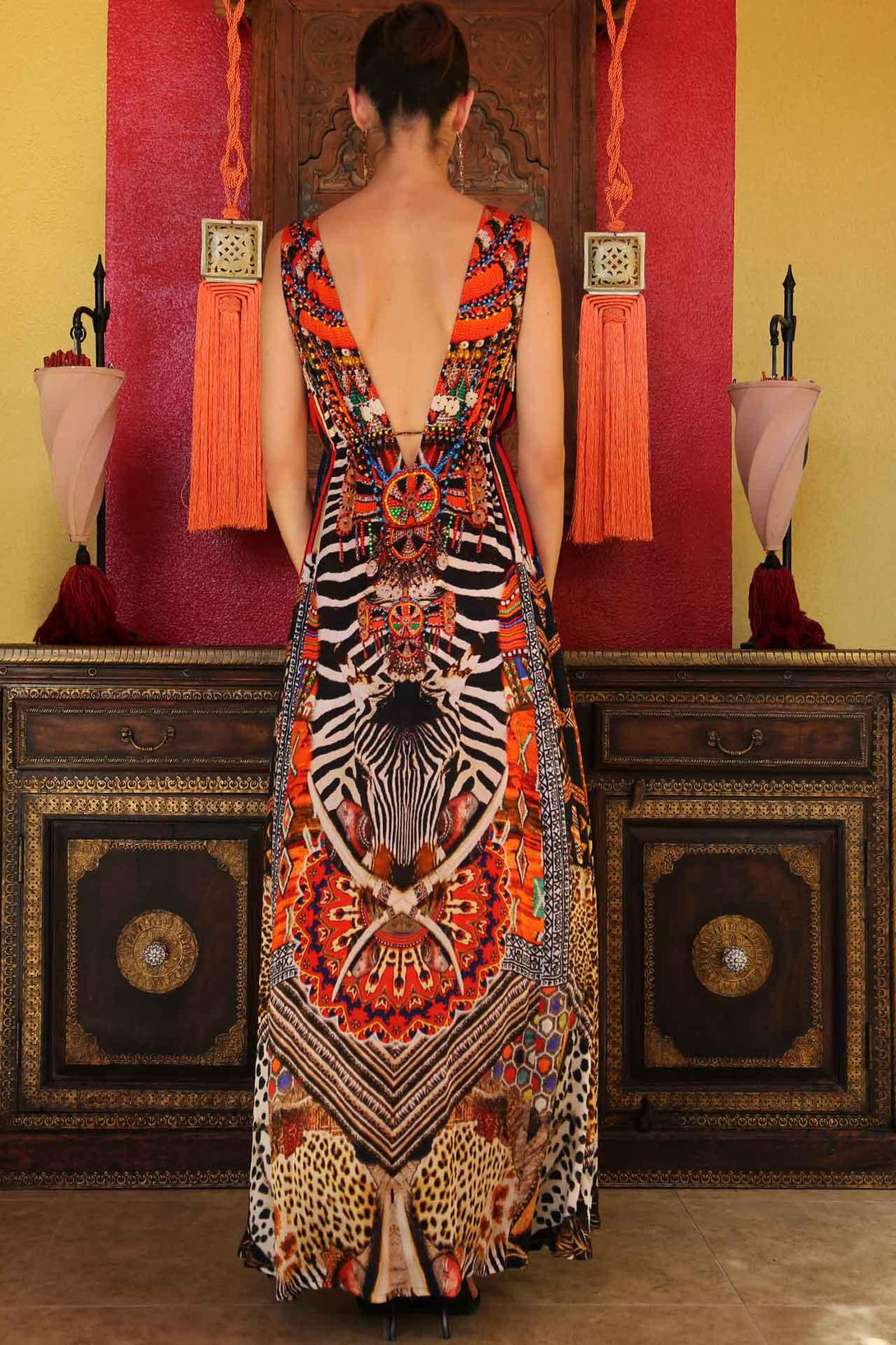 Designer Printed Maxi Dress | Floor Length Dress | Shahida Parides Small - Medium Designer Printed Maxi Dress | Floor Length Dress | Shahida Parides Small - Medium
